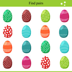 Find pairs for Easter eggs. Children's educational game