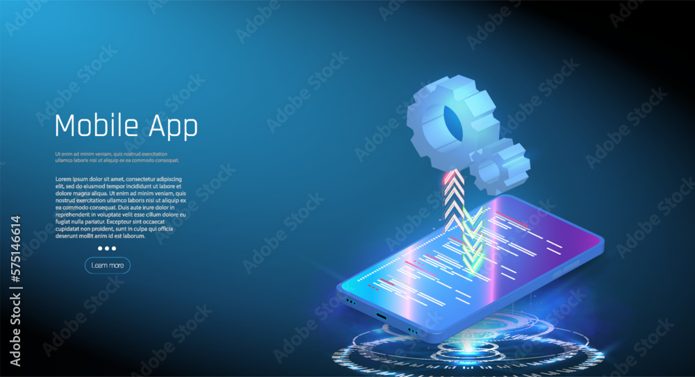 Poster realistic smartphone mockup. device ui/ux mockup for presentation template. internet of things conce