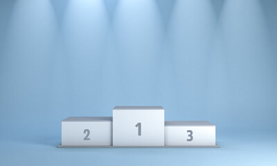 Podium for award winners. Pedestal or platform to honor first, second and third place winners. 3D illustration