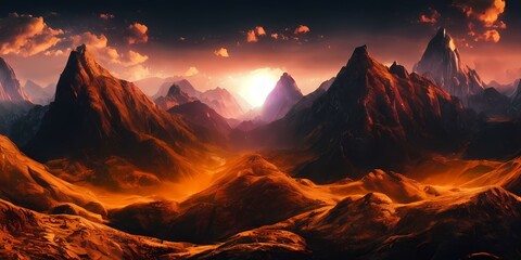 Captivating Mountain Landscapes: Inspiring Digital Art Wallpapers for a Serene and Adventurous Desktop Experience.