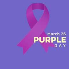 Image of purple day text over epilepsy purple ribbon