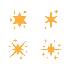 Sparkling star icon. Sparkle star shine icons. Shinny clean stars pop up. Shooting stars glitter vector illustration in yellow color.