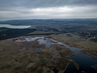 Hungary - Tihany peninsula at blue hour time from drone view. This amazing place is located on the...