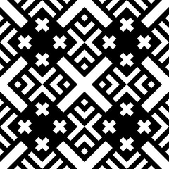 Fototapeta premium Seamless with ethnic ornament. Embroidery background. Tribal wallpaper. Ethnical folk image. Tribe motif. Ancient mosaic. Digital paper, web design, textile print, backdrop. Vector art work.