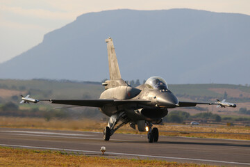 Fighter plane on the ground.
