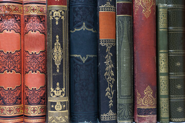 Old museum books with a beautiful cloth decorated book cover