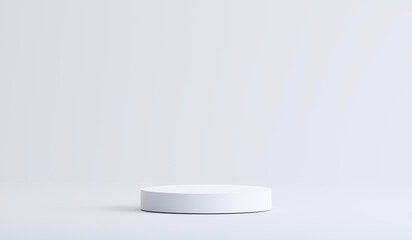 Minimal geometric white product display for product presentation.