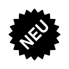 Neu (New in German) Basic New Product or New Feature Sticker or Adhesive Badge Symbol Sign Icon. Vector Image.