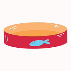Pet bowl with fish image. 