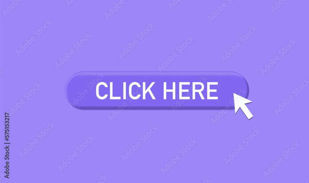 Aufkleber click here button with hand pointer clicking. vector illustration.