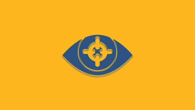 Blue Eye Scan Icon Isolated On Orange Background. Scanning Eye. Security Check Symbol. Cyber Eye Sign. 4K Video Motion Graphic Animation