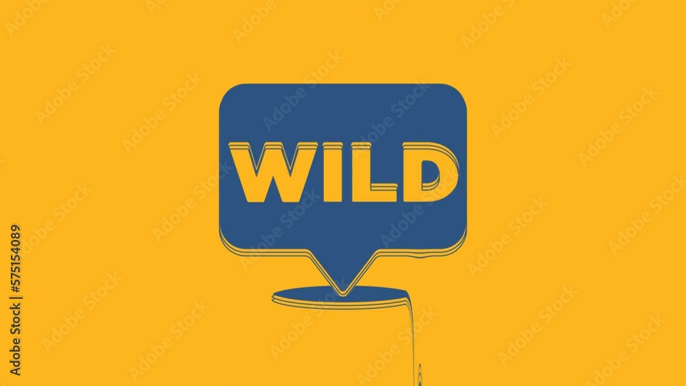 Poster blue pointer to wild west icon isolated on orange background. western signboard, message board, sign
