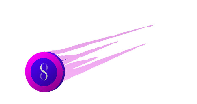 February 21 2023 Illustration of the crypto crash of the asset token AGIX coin coin falls with fire and smoke. Transparent background, no background. Depeg of SingularityNET 