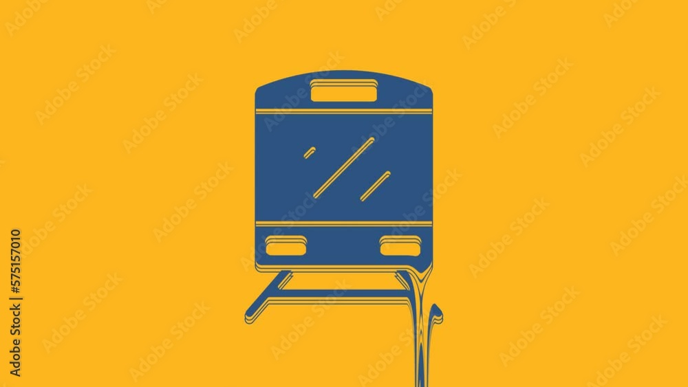 Canvas Prints blue train icon isolated on orange background. public transportation symbol. subway train transport.