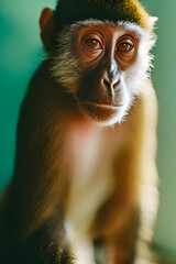 Portrait a monkey , wildlife animal mammal face forest