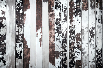 Old weathered aged vintage wood background with white peeling paint. Generative AI