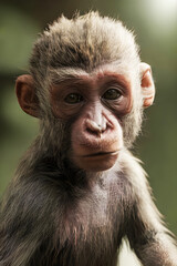 Portrait a monkey , wildlife animal mammal face forest