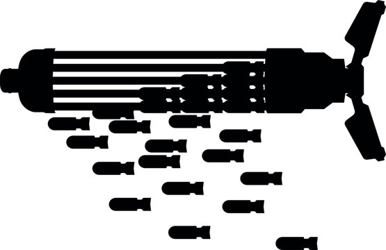 black bombs dropping from weapon silhouette clip art preview