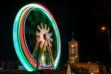 Ferris wheel, Christmas market, Berlin Mitte - obrazy, fototapety, plakaty