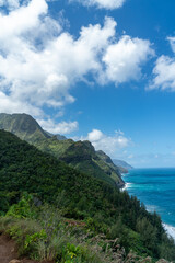 Fototapeta na wymiar Hiking the Kalalau Trail Trailhead in Kauai, Hawaii