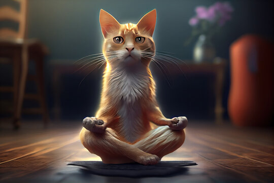 Cat doing yoga Generate Ai
