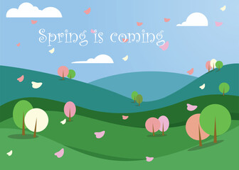 Obraz premium Flat design vector spring landscape