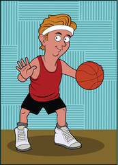 Naklejka premium basketball player with ball