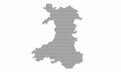 Fototapeta na wymiar Wales dotted map with grunge texture in dot style. Abstract vector illustration of a country map with halftone effect for infographic. 