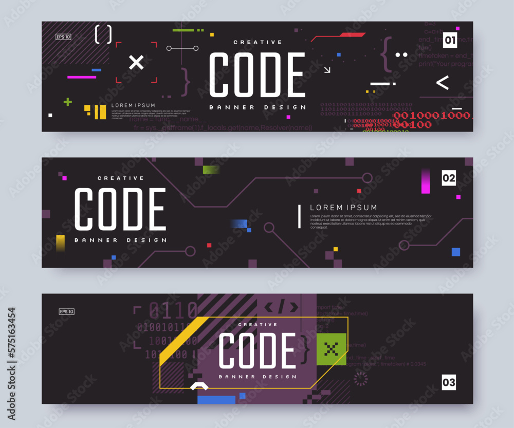Leinwandbilder computer programming banner design with place for text. coding and software development web banner c