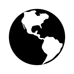 Basic Black and White Earth World Globe Symbol Icon. Vector Image.