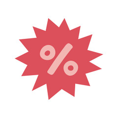 Percent sign in flat vector style. Hand drawn vector illustration online shopping