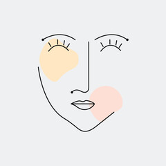 Abstract woman's face line art. Portrait art vector illustration drawing