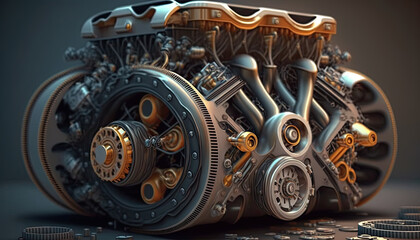 Illustration of a concept car engine.