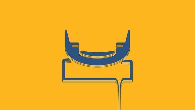 Blue Boat swing icon isolated on orange background. Childrens entertainment playground. Attraction riding ship, swinging boat. Amusement park. 4K Video motion graphic animation