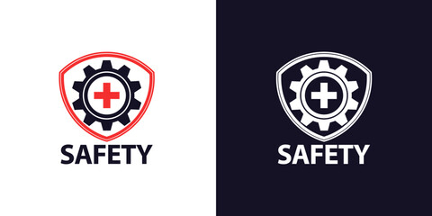 safety first logo with shield border vector eps
