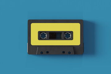 Cassette Tape Mockup in Top View, 3d rendering