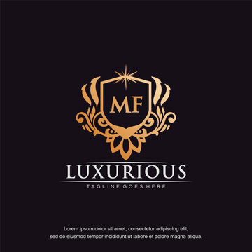 MF initial letter luxury ornament gold monogram logo template vector art.