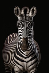 Fototapeta na wymiar Zebra isolated on a black background illustrated using generative Ai