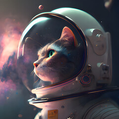 Cat in Space Looking at The Horizon.