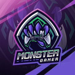 Monster gamer esport mascot logo design © Visink.art