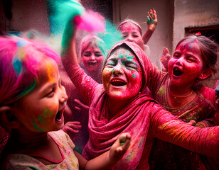 Obraz premium A Pink Holi Celebration | Generative AI
