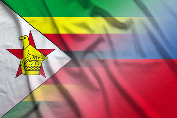 Zimbabwe and Liechtenstein official flag transborder contract LIE ZWE - obrazy, fototapety, plakaty