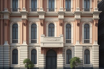 Classical Facade of an Apartment Building or Office, Created by Generative AI Technology