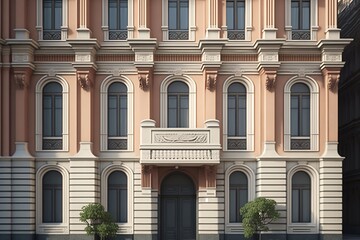 Obraz premium Classical Facade of an Apartment Building or Office, Created by Generative AI Technology