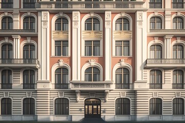 Fototapeta premium Classical Facade of an Apartment Building or Office, Created by Generative AI Technology