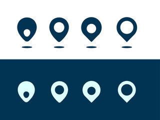 Location pin icon. Map pin place marker. Location icon. Map marker pointer icon set. GPS location symbol collection. Flat style - stock vector.