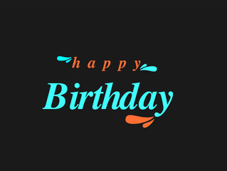 Happy birthday. Hand-drawn lettering isolated on black background.
