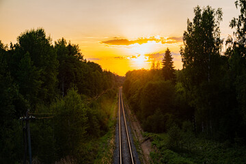 sunset over the railway