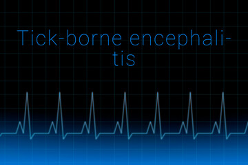 Tick-borne encephalitis disease. Tick-borne encephalitis logo on a dark background. Heartbeat line as a symbol of human disease. Concept Medication for disease Tick-borne encephalitis.