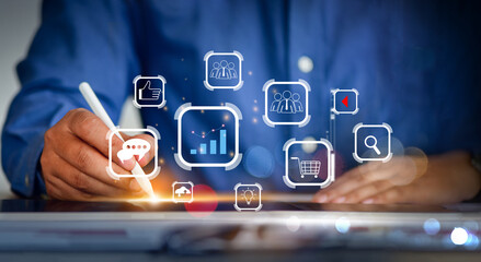 Digital online marketing commerce sale concept, social media, email, website, Digital Marketing...